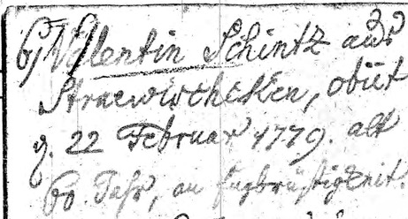  Schinz Valentin (Sterbeeintrag 6/1779 im Kirchenbuch der Reformierten Kirche Judtschen)